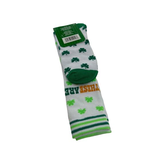 Saint Patricks Socks‎ Fits shoe sizes 5-9 White Green Yellow Stripes Shamrock - Picture 3 of 4
